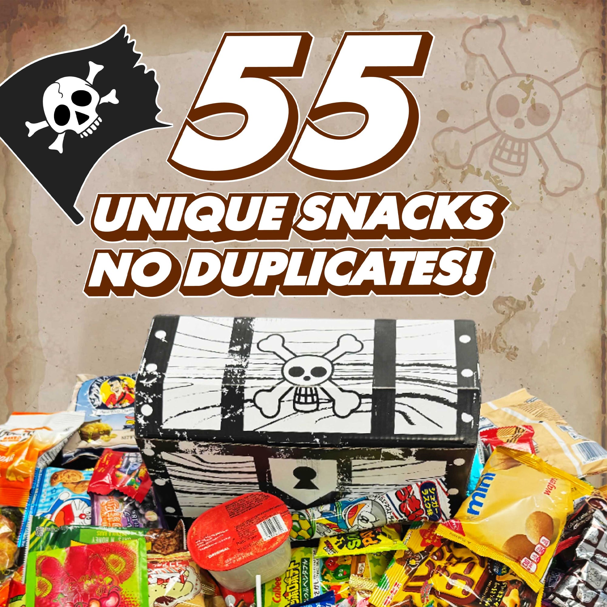OKURIMONO 55 Count Snack Box – Assorted Japanese & American Snacks (Pirate Design)