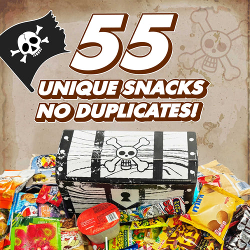 OKURIMONO 55 Count Snack Box – Assorted Japanese & American Snacks (Pirate Design)
